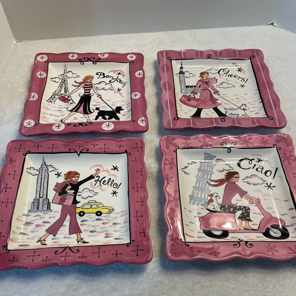 Set of 4 Jennifer Brinley City Plates